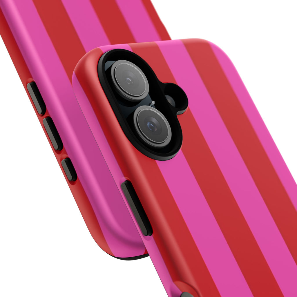 Phone Case — Bold Red & Pink Stripe Tough Protective Phone Case