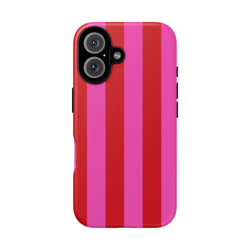 Phone Case — Bold Red & Pink Stripe Tough Protective Phone Case