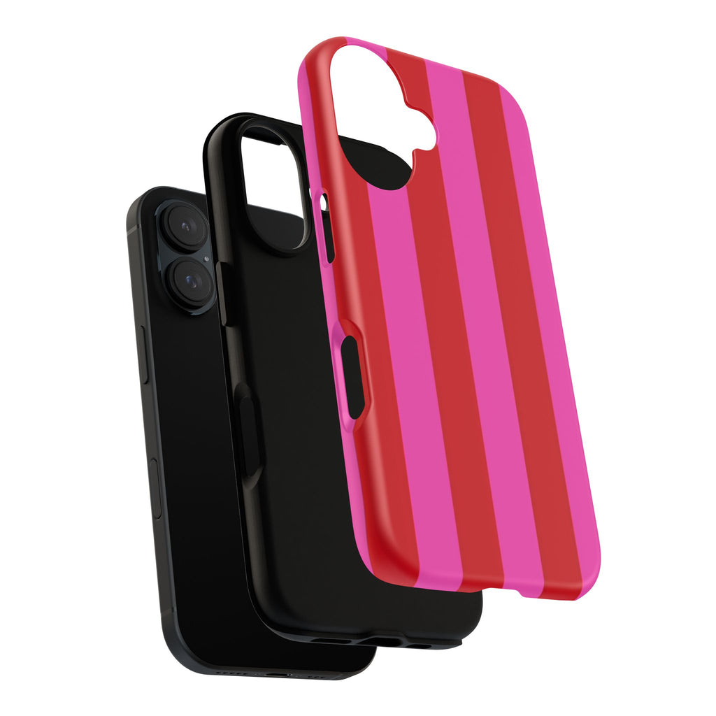 Phone Case — Bold Red & Pink Stripe Tough Protective Phone Case