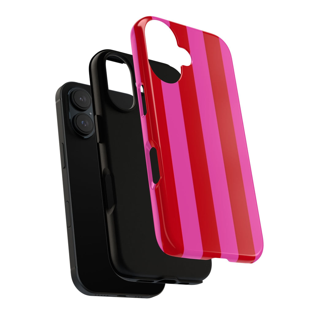 Phone Case — Bold Red & Pink Stripe Tough Protective Phone Case