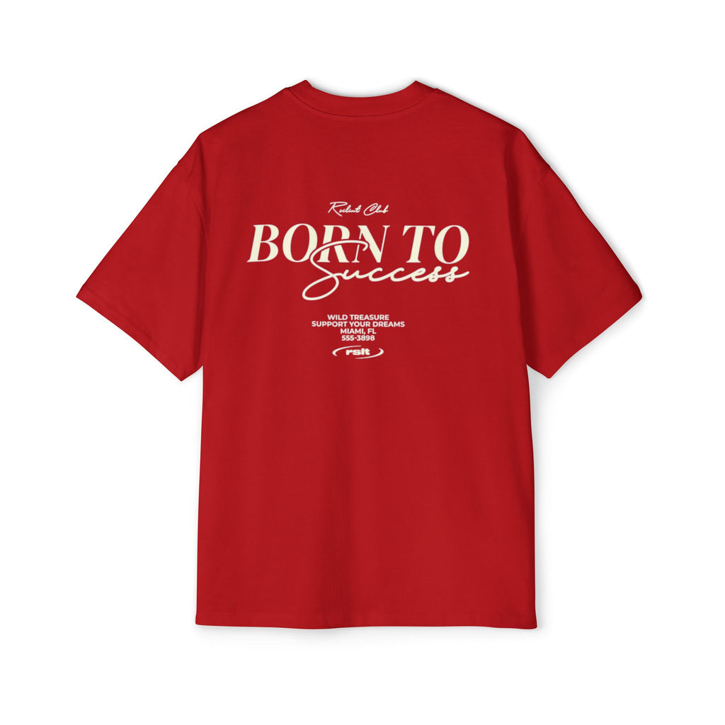 Born to Success Oversized Tee — Men’s Red Graphic Cross T-Shirt