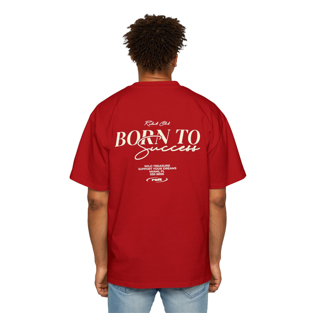 Born to Success Oversized Tee — Men’s Red Graphic Cross T-Shirt