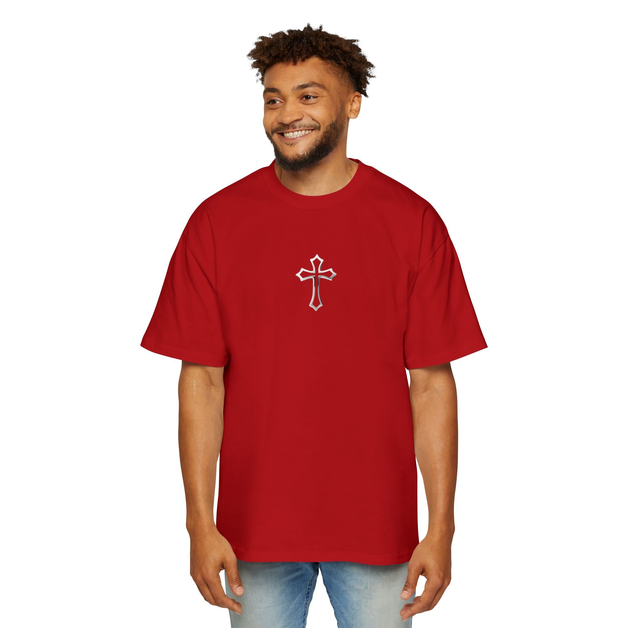 Born to Success Oversized Tee — Men’s Red Graphic Cross T-Shirt