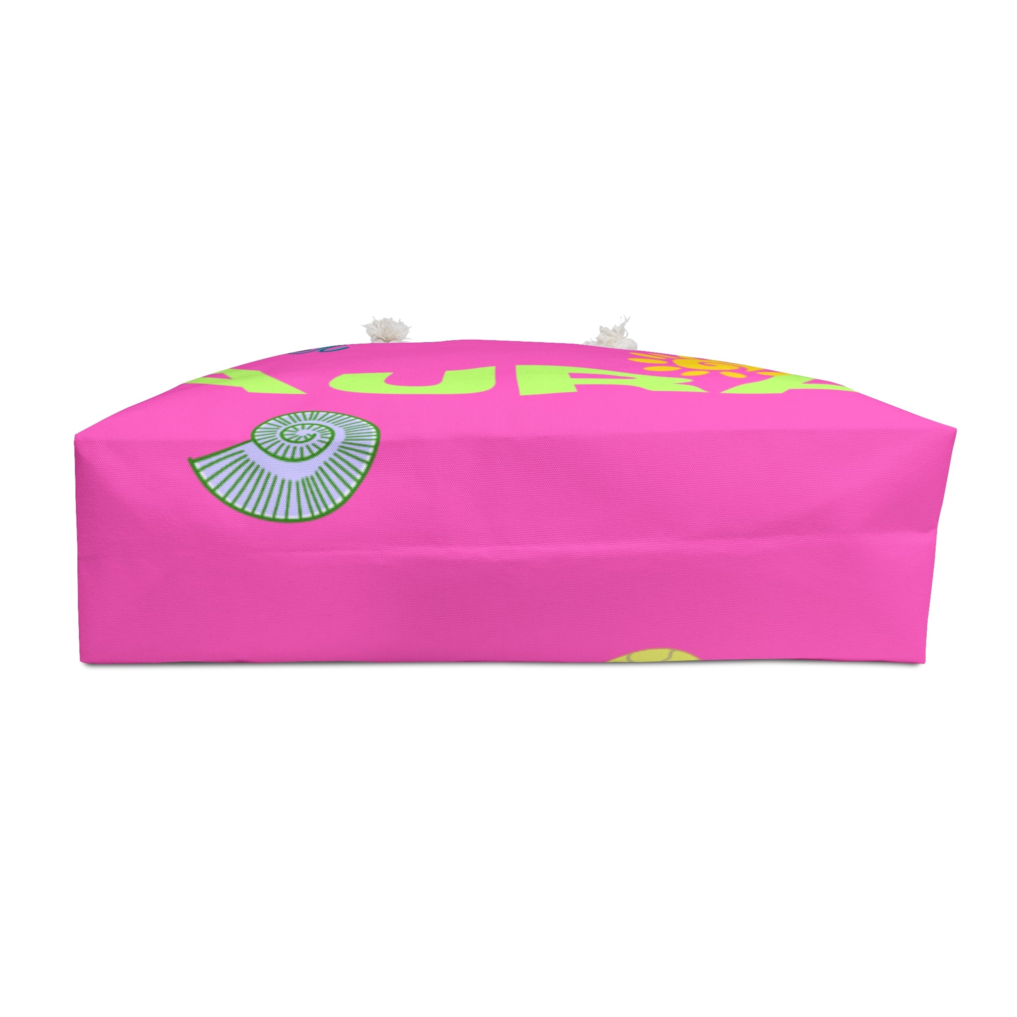 Aura Pink Weekender Bag — Bright Beach Tote with Sun & Waves Design