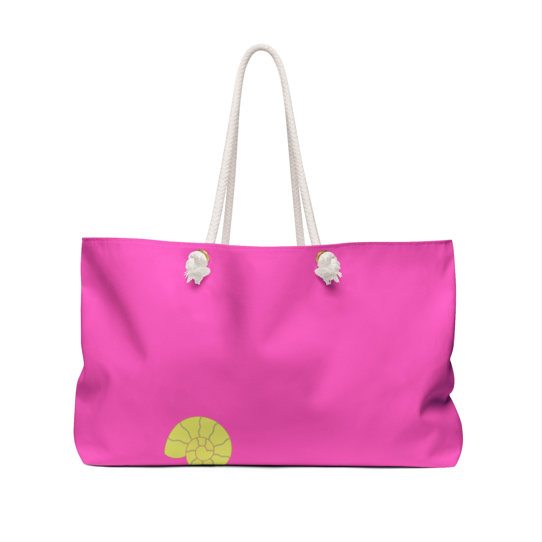 Aura Pink Weekender Bag — Bright Beach Tote with Sun & Waves Design